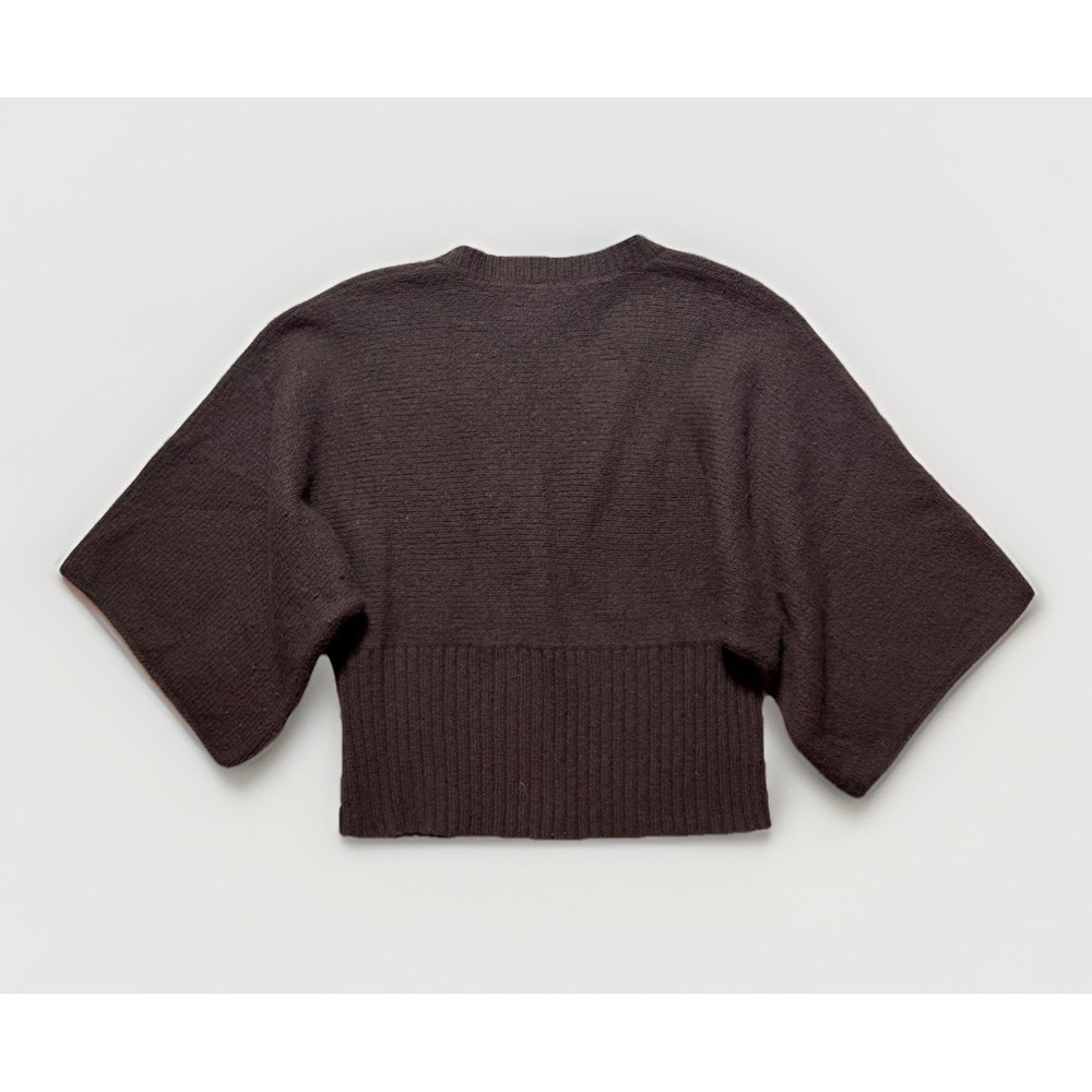 Gap Cardigan Sweater Women Large Brown Lambswool Dolman V-Neck Cropped - Picture 5 of 8